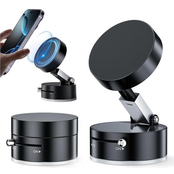 Black Vacuum Suction Magnetic Phone Holder NWT - Picture 1 of 10